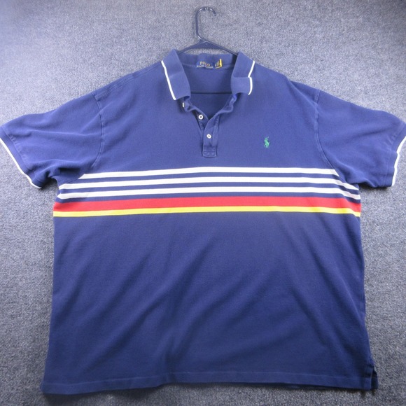 Polo Ralph Lauren Other - Polo Ralph Lauren Polo Shirt Mens 4XB Blue Stripe Pony Logo Big Casual